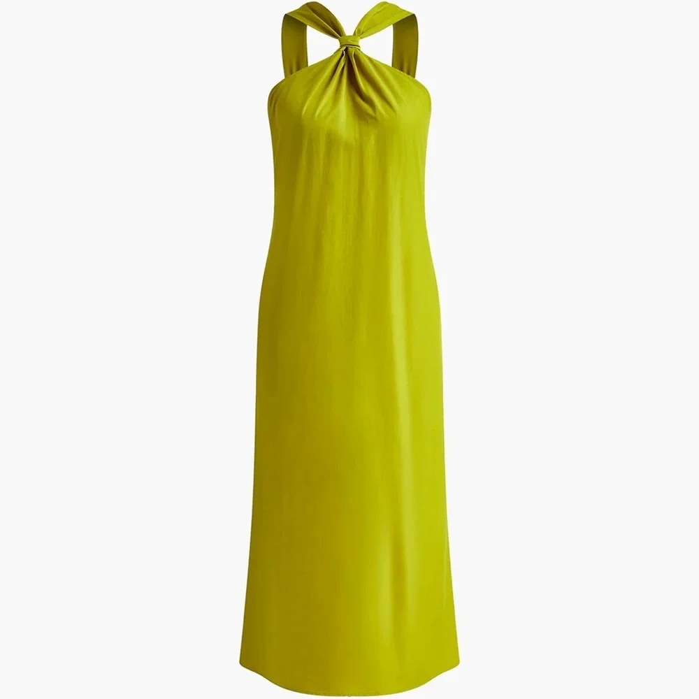 Elegant Cross Halter Mustard Women’s Dress Small - Picture 2 of 5